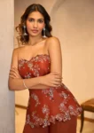 RUST ORANGE EMBROIDERED STRAPLESS PEPLUM TOP WITH PALAZZO PANTS