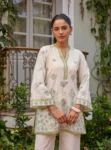 Kalani Supima Cotton Off White & Green Co-ord Set