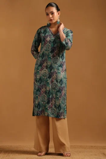 Teal Rayon Ethnic Motif Kurta With Mirror Work ? Fresh Pick 2 bought this week.