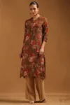 Brown Desert Storm Floral Kurta