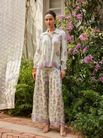 Evaya Lawn Green Co-ord Set