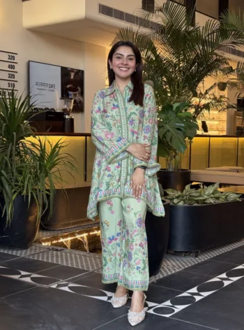 Chunari Lawn Printed Green Shirt Set