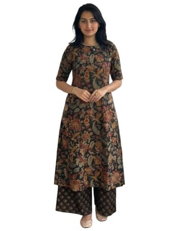Designer Women's Rayon Viscose Straight Printed Kurta with Palazzo