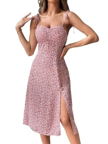 SYYNCRO Women??s Western A-Line Strap Cotton Knee-Length Regular Fit Dress || Short Midi Dresses || One Peace Mini Dress || Beach Wear Dress
