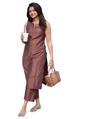 Designer Women??s Rayon Viscose Straight Solid Kurta with Palazzo Set