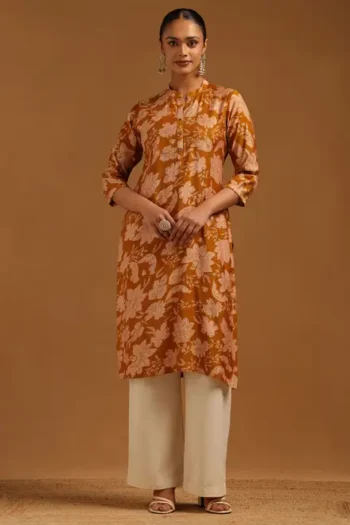 Mustard Desert Storm Floral Kurta