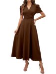 Girl's & Women's Solid Color V-Neck A-Line Maxi Dress for Women