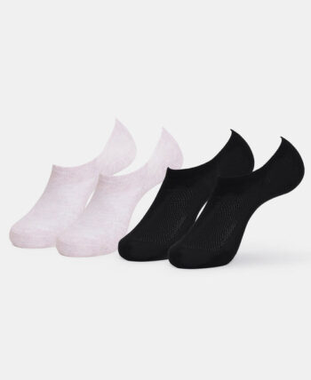 Compact Cotton Stretch No Show Socks with StayFresh Treatment - Lavender Fog Melange & Black