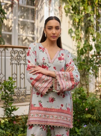 Aelani Linen Printed Blue Co-ord Set