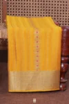 Mysore Silk Saree In Honey Yellow With Stripes Design