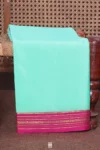 Mysore Silk Saree In Tiffany Blue With Contrast Border