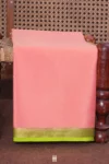 Mysore Silk Saree In Peach Pink With Contrast Border