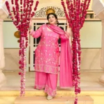 Shukran- Fuscia Pink Pure Tissue Cutdana Embroidered Suit Set
