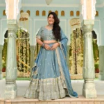 Sitara- Powder Blue Sequin Embroidered Pure Tissue Silk Lehenga Set