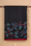 Bailu Silk Saree In Black With Leaf Border