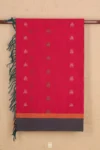 Coimbatore Cotton Saree In Chilli Red With Threadwork Buttas
