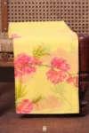 Chiffon Saree In Yellow With Floral Printed Design