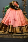 Peach Dual tone Koravi Kanchi Silk Cotton Saree with Zari Buttas and Contrast Zari Border