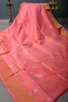Bubblegum Pink Uppada Handloom Silk Saree with Gold-Silver Zari Buttas and Tissue Border