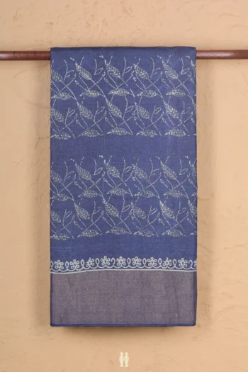 Tussar Silk Saree In Blue With Allover Design