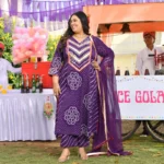 Kala Khatta- Deep Purple Bandhani Leheriya Aline Slit Suit Set