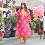 Ghoomo Phiro- Pink Bandhani Embroidered Pure Cotton Kurta