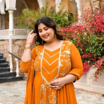 Dil Deewana- Mustard Sequin Embroidered Georgette Anarkali Set