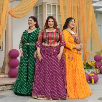 Phooljadi- Yellow Kutch Hand Embroidered Leheriya Chiffon Dress