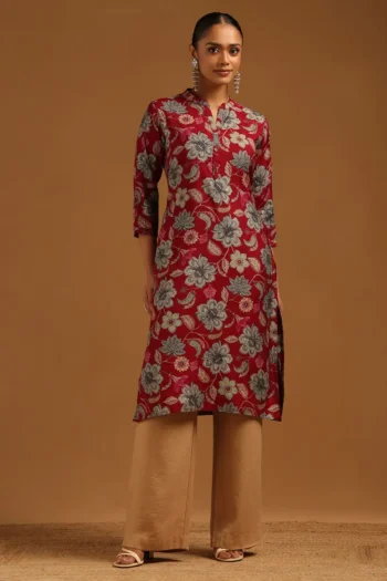 Black Desert Storm Floral Kurta